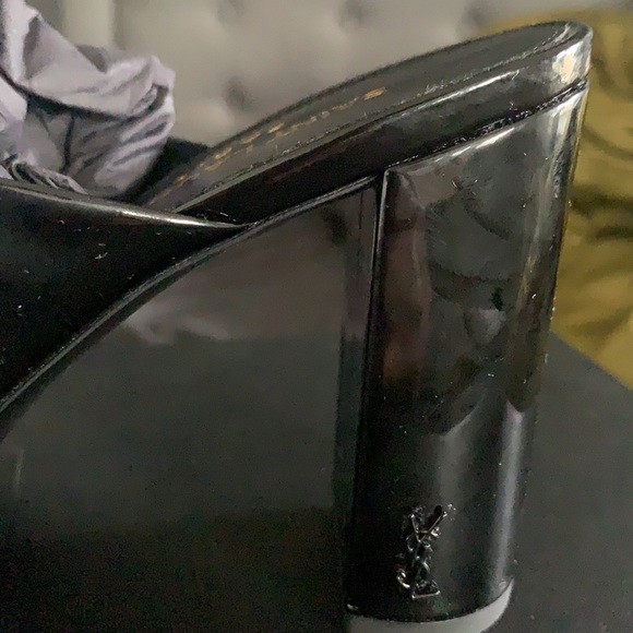 AUTHENTIC YSL BLACK PATENT 95mm LOULOU HEELS - Picture 9 of 10